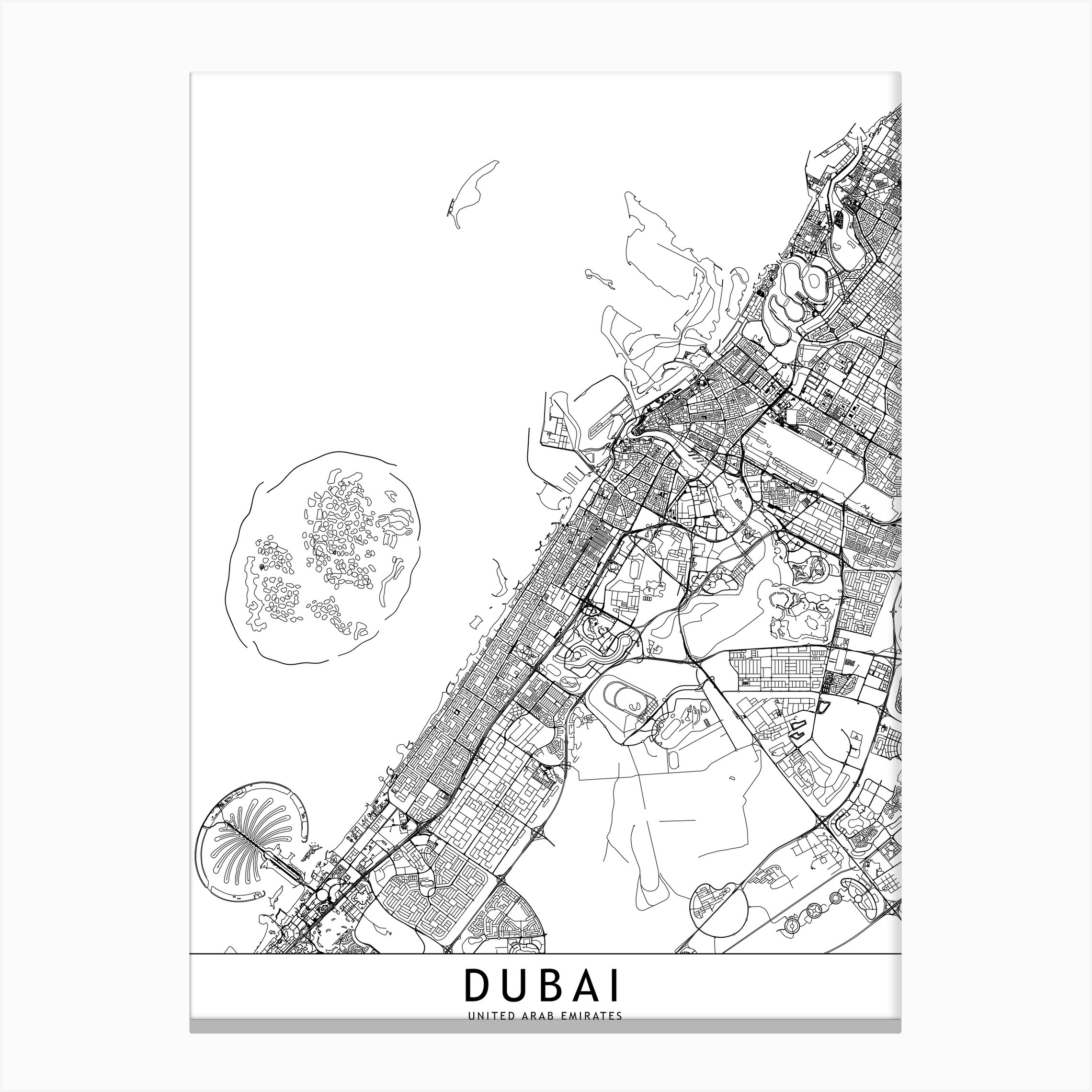 Dubai White Map Canvas Print by multipliCITY - Fy