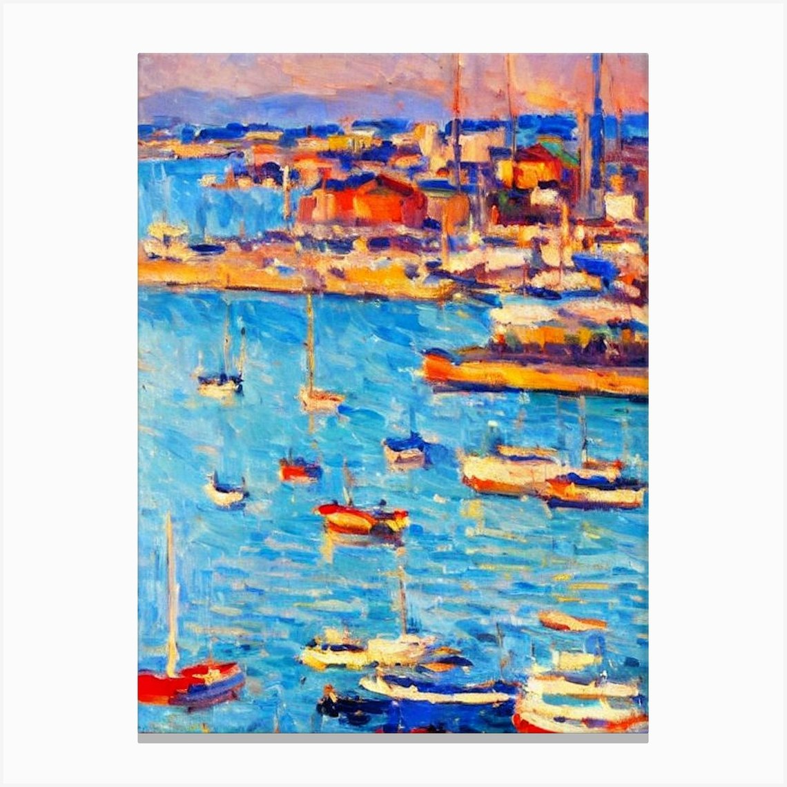 Port Of Limassol Cyprus Brushwork Painting harbour Canvas Print by
