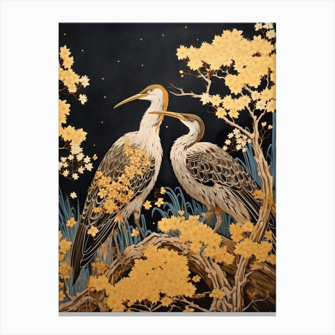 Goldenrod And Birds Vintage Japanese Botanical Canvas Print by Botanic ...