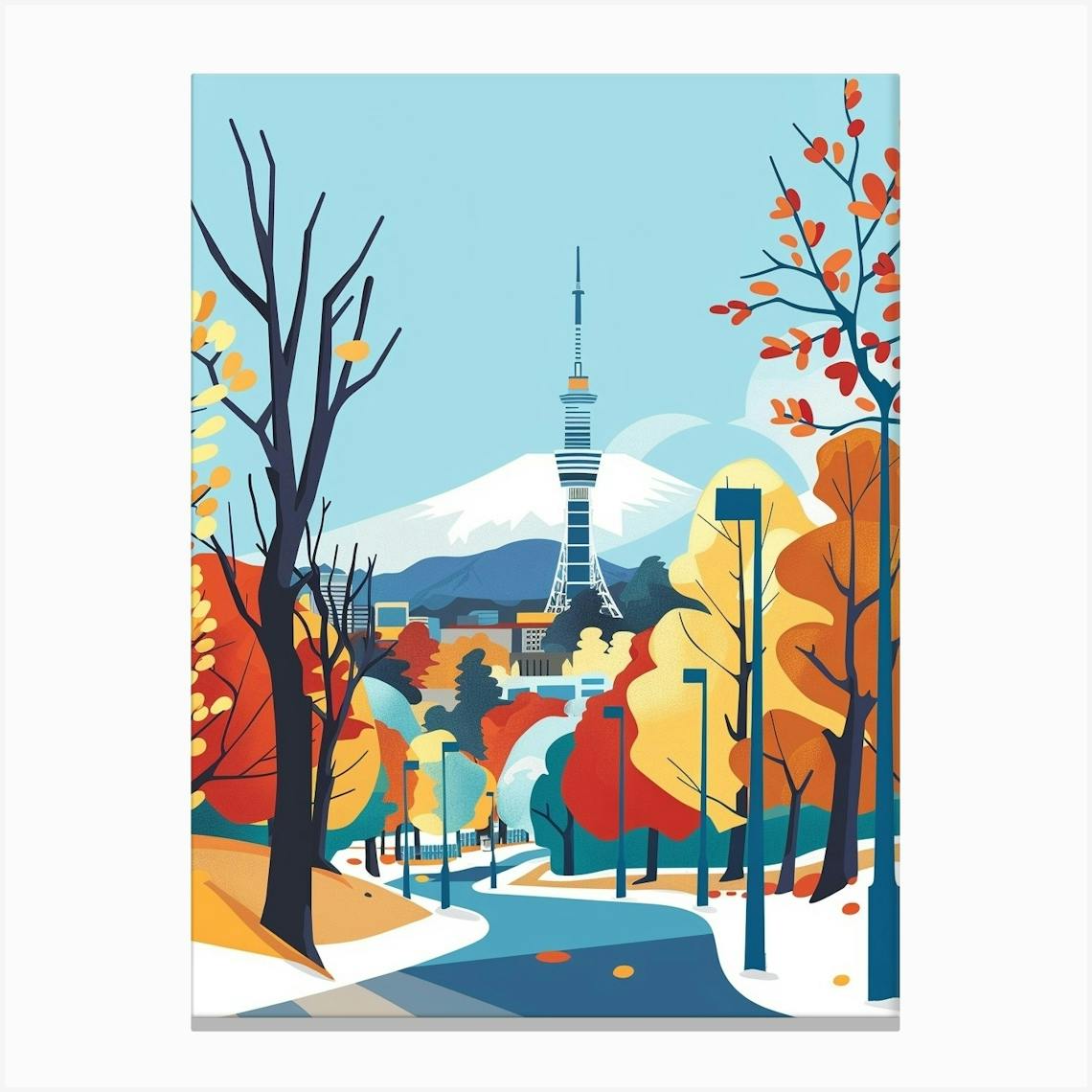 Sapporo Japan 2 Colourful Illustration Art Print by Japan