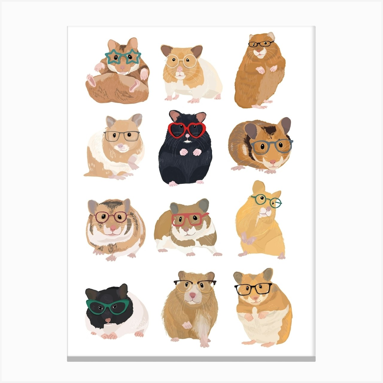 Hamsters In Glasses Art Print by Hanna Melin - Fy