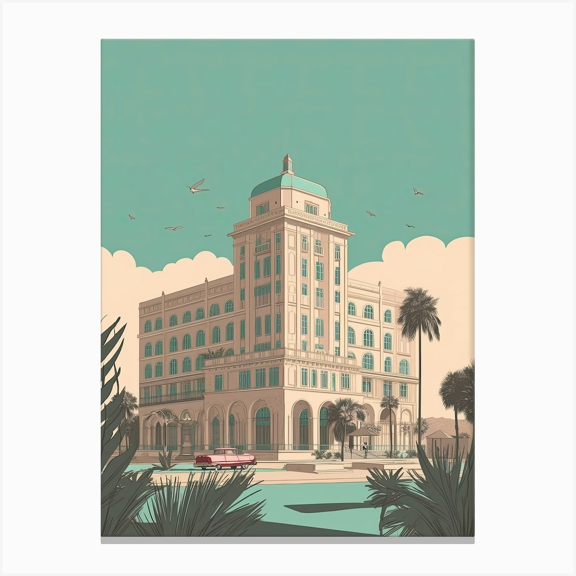 Karachi Pakistan Travel Illustration 1 Canvas Print by Fusion Designs Fy