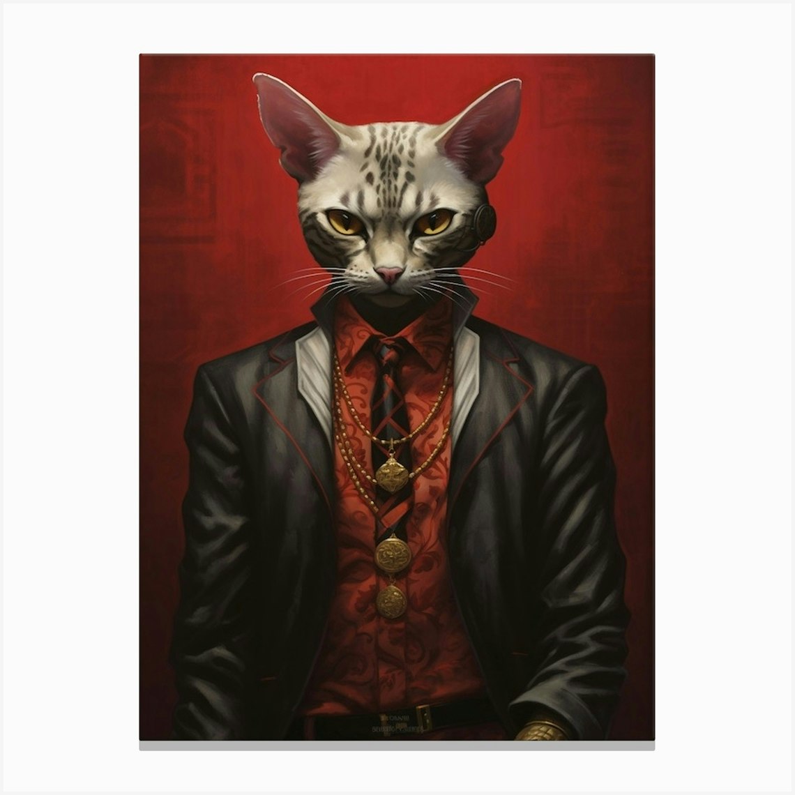 Gangster Cat Egyptian Mau Canvas Print by Woof and Whiskers - Fy