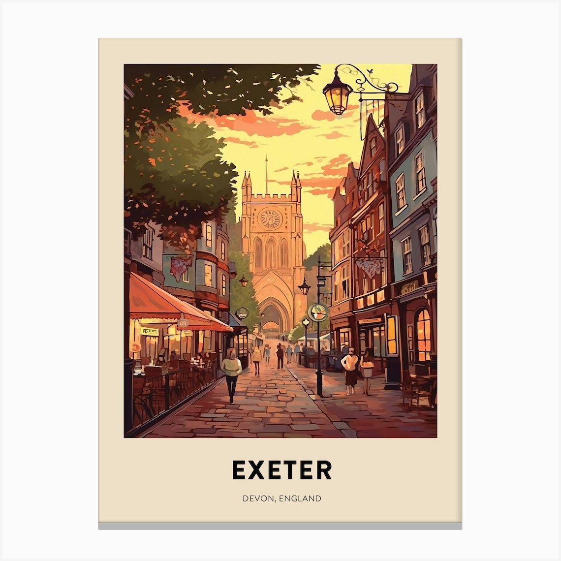 Devon Vintage Travel Poster Exeter 4 Canvas Print by Travel Poster