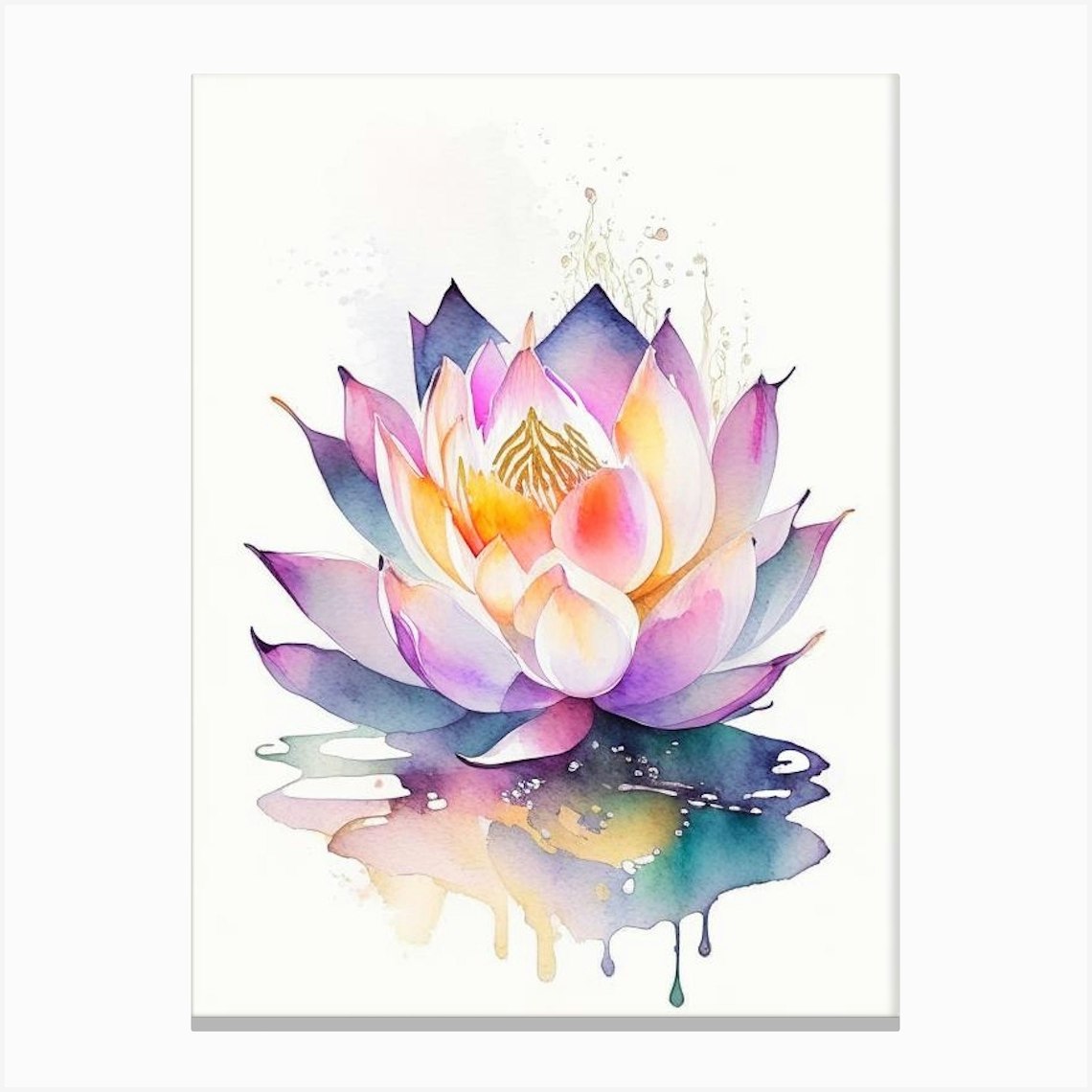 Lotus Flower, Buddhist Symbol Watercolour 3 Canvas Print by The Artsy ...