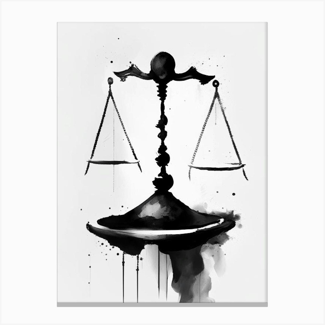 Balance Scale 1, Symbol Black And White Painting Canvas Print by ...