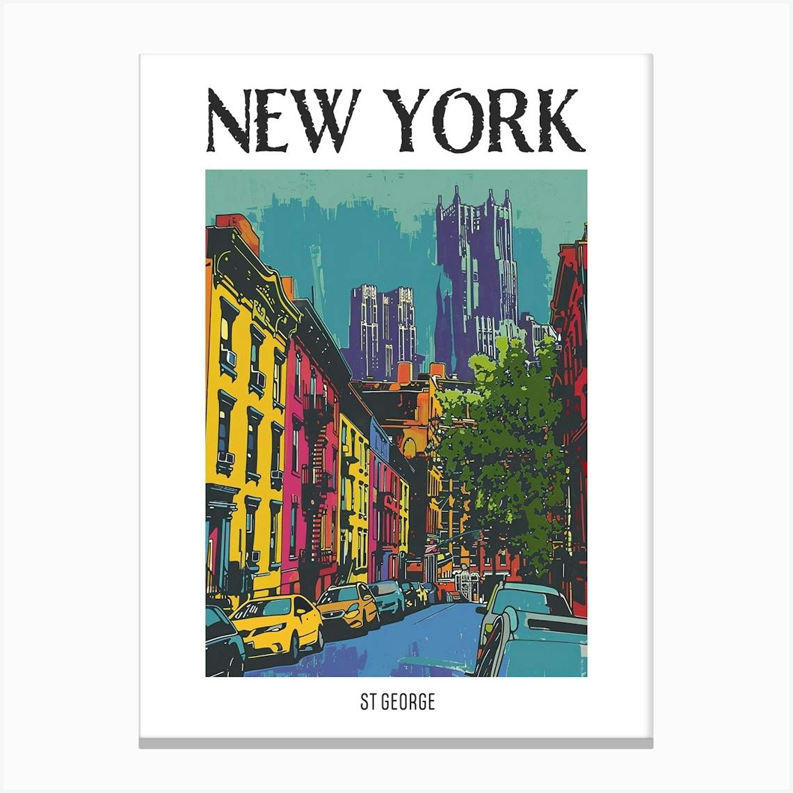 The New York Public Library New York Colourful Silkscreen Illustration 4  Poster Art Print