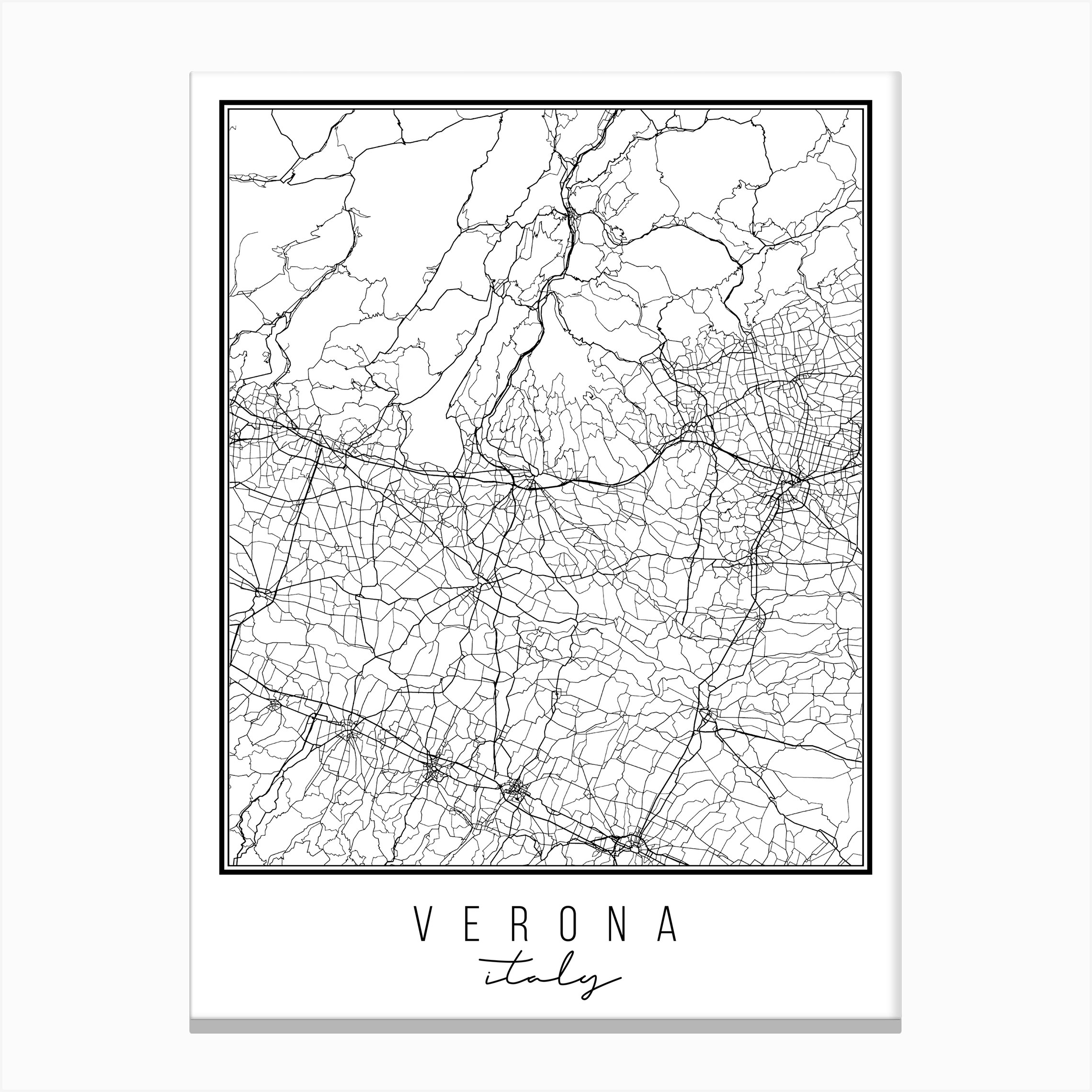 Verona Italy Street Map Canvas Print by Typologie Paper Co - Fy