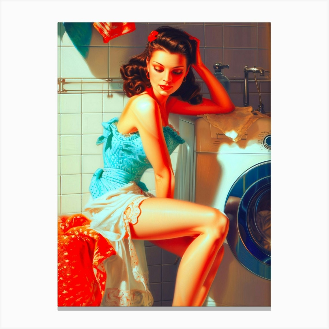 Laundry Pin Up Girl Canvas Print By Fleur De Lys Fy 4790