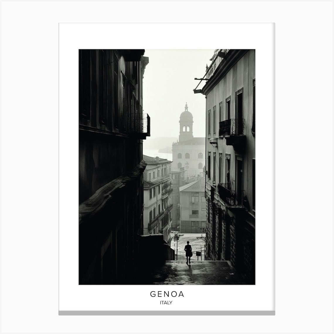 Poster Of Genoa Italy Black And White Analogue Photography 4 Canvas