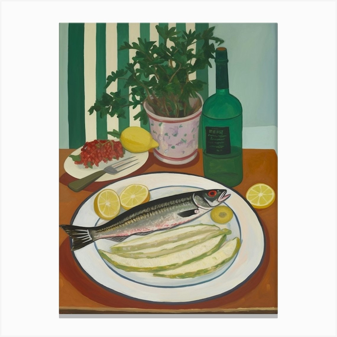 Haddock Italian Still Life Painting Canvas Print by Artful Appetite Fy