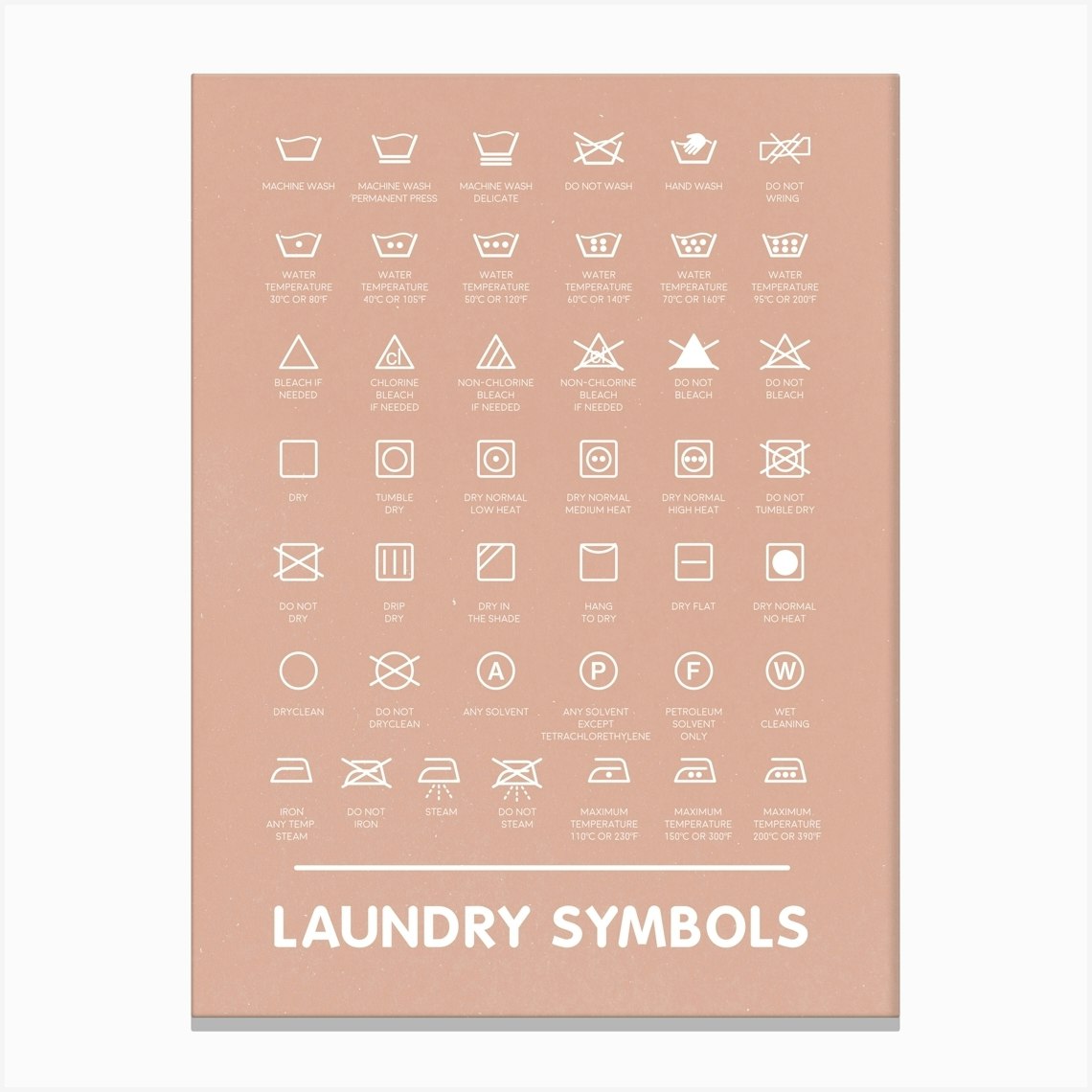 Boho Laundry Symbols Art Guide Canvas Print by Lady Humaira Fy
