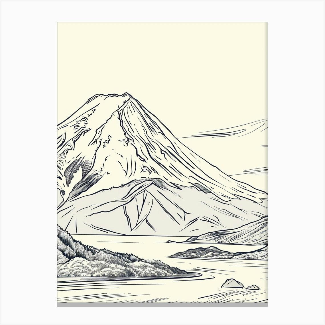 Mount Fuji Japan Line Drawing 7 Canvas Print By Pixel Peaks Fy 0730