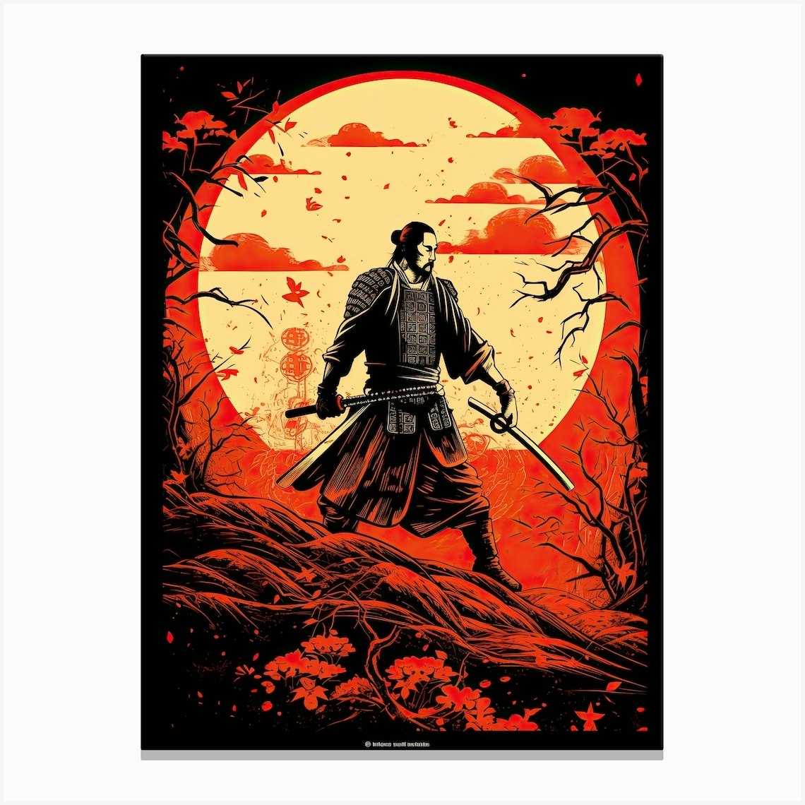 Samurai Edo Kiriko Illustration 6 Canvas Print by Blade and Brush - Fy