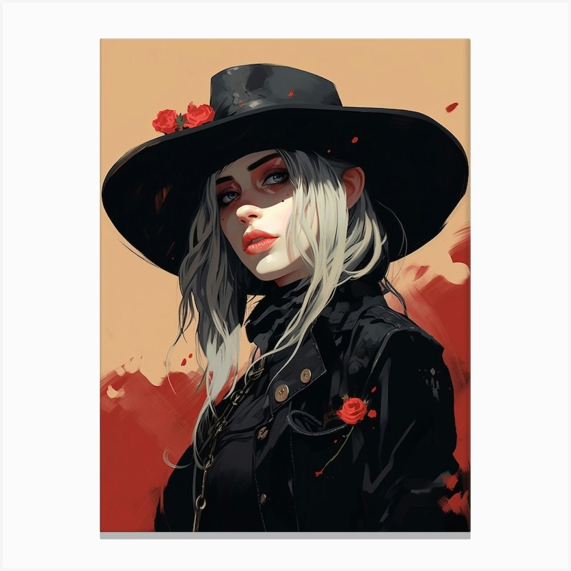 Billie Eilish Goth Cowgirl 6 Canvas Print by Print Cult - Fy