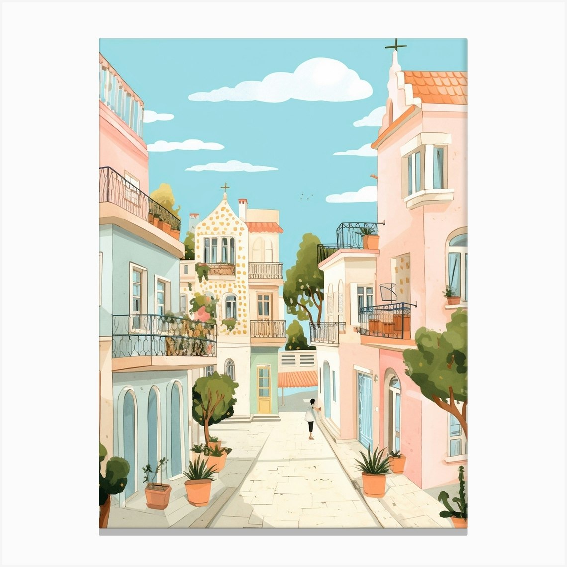 Limassol Cyprus 2 Illustration Canvas Print by MedArt Fy