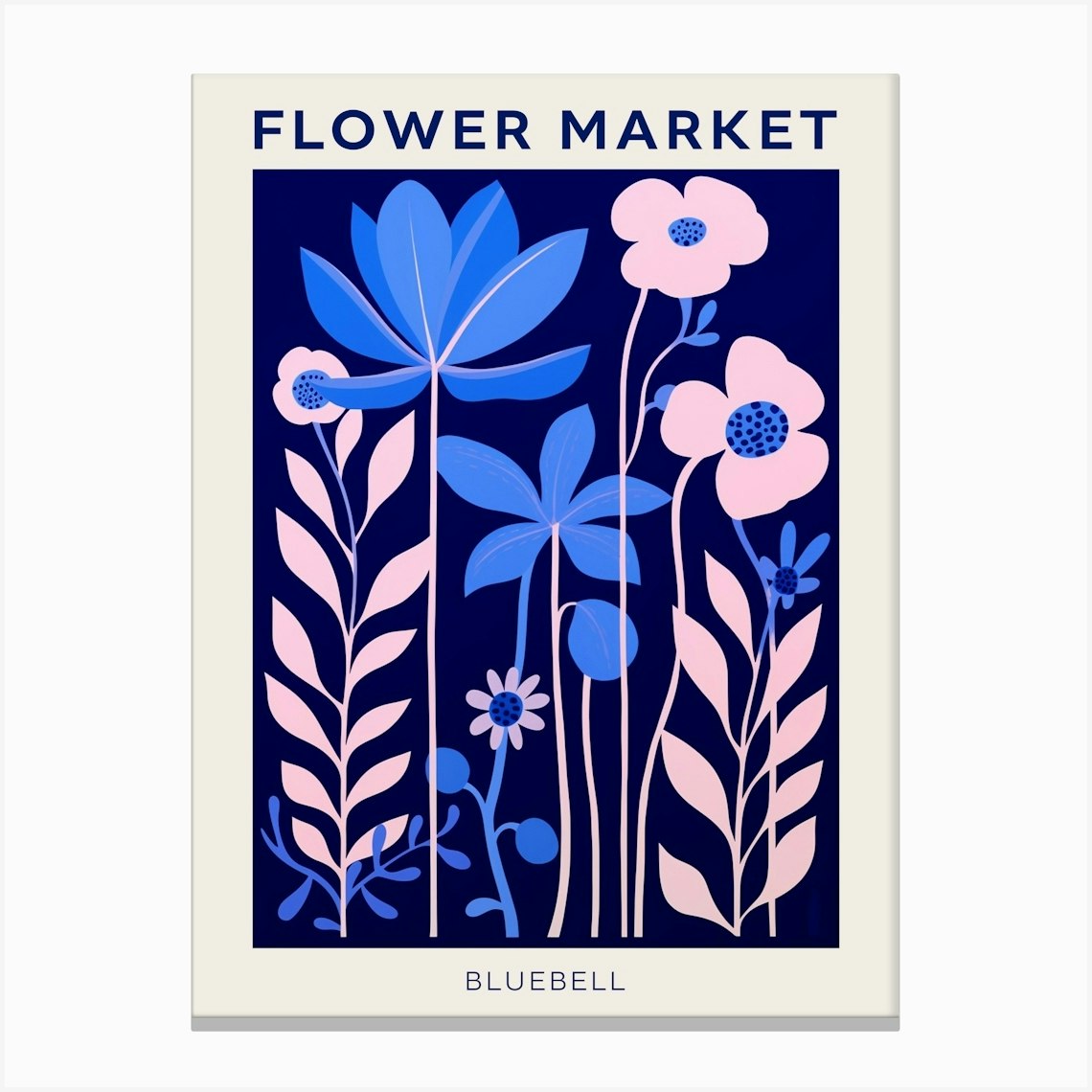 Blue Flower Market Poster Bluebell 1 Canvas Print by Botanic Studio - Fy