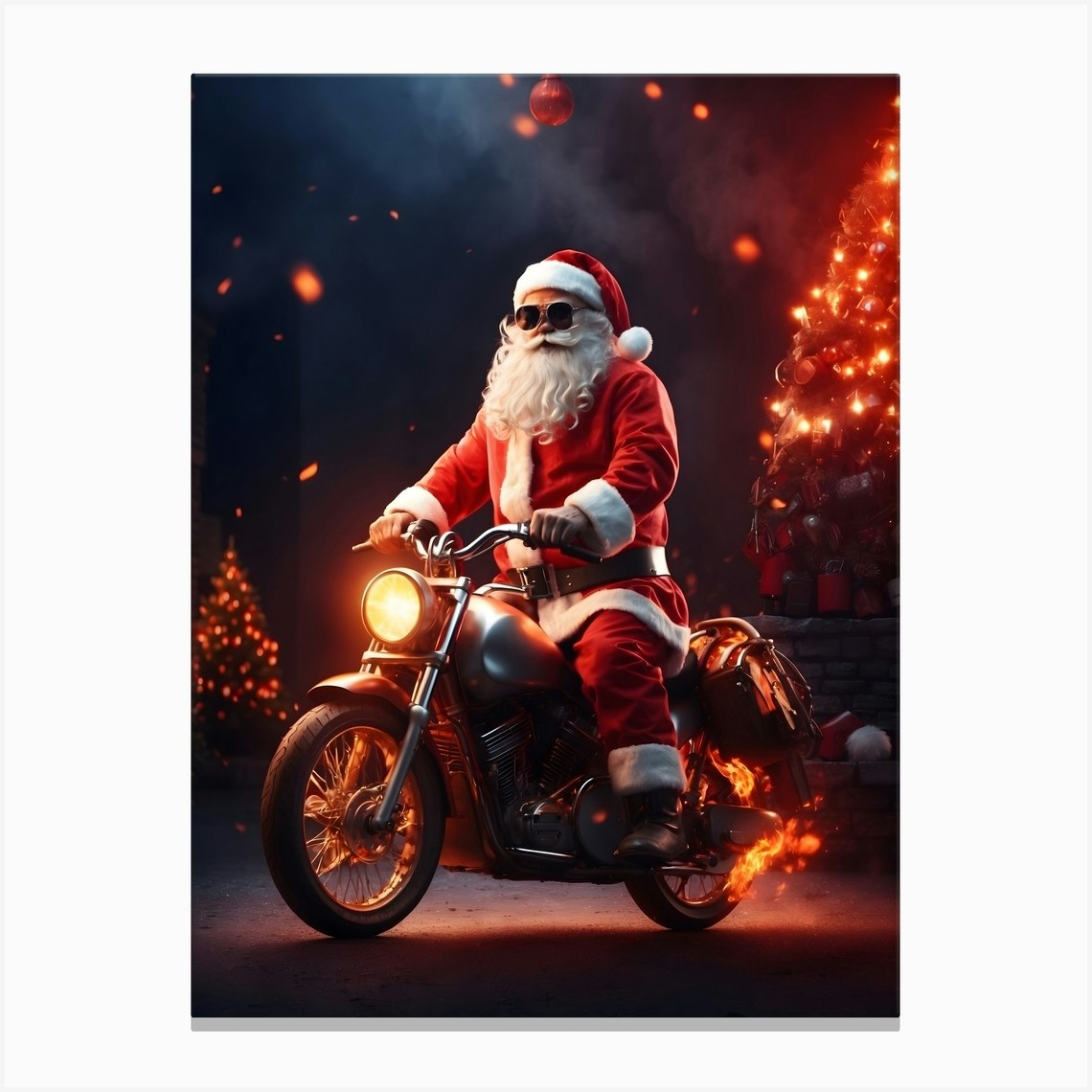 Santa Claus Riding Bike Canvas Print By Ishwar Creation Fy 