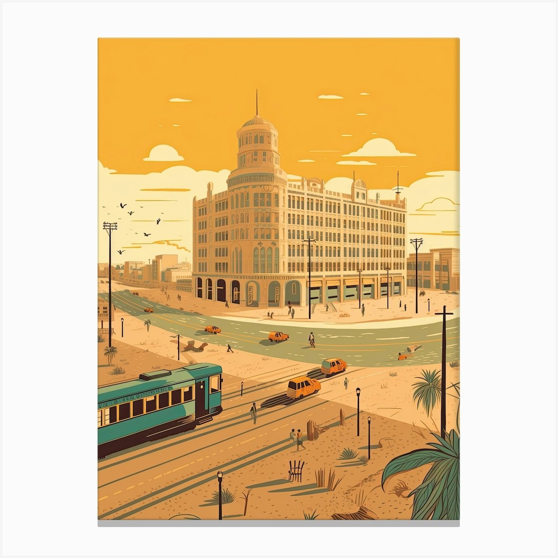 Karachi Pakistan Travel Illustration 2 Canvas Print by Fusion Designs Fy