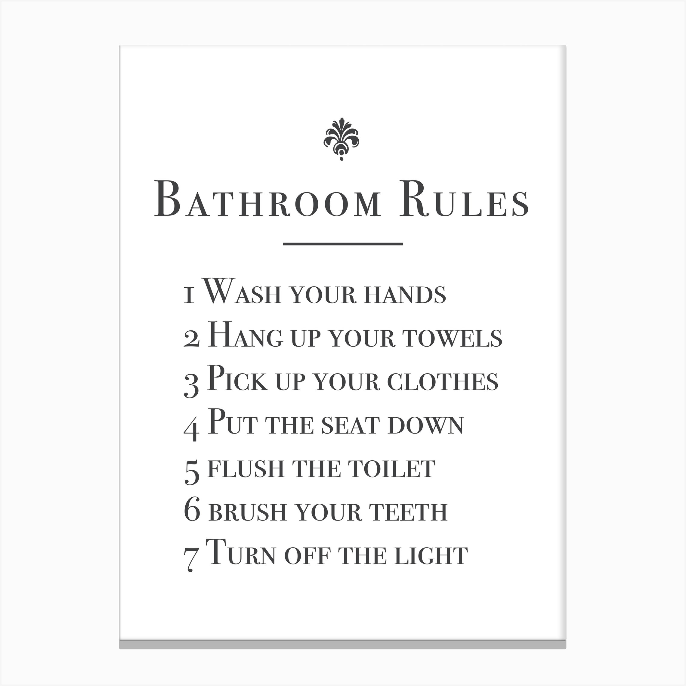 Bathroom Rules Canvas Print by Mambo Fy
