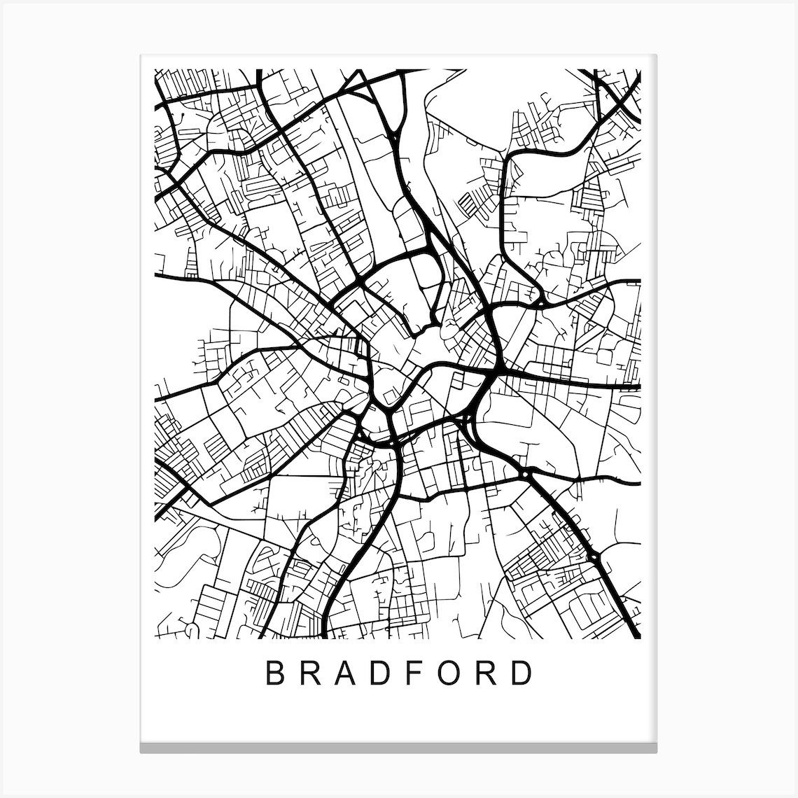 Bradford Map Canvas Print by Pixy Paper Fy