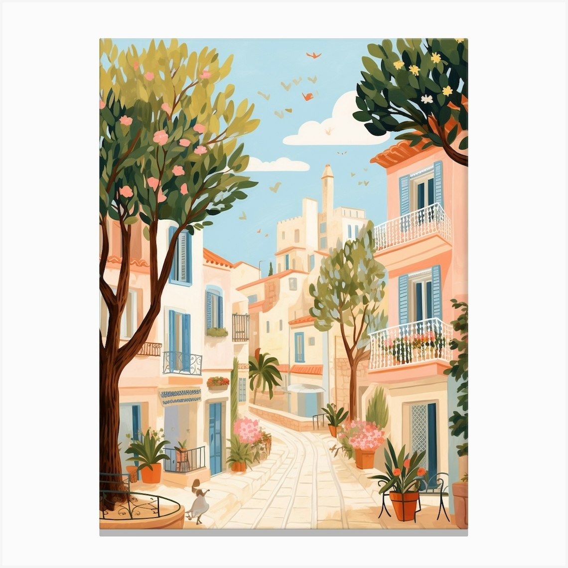 Limassol Cyprus 4 Illustration Canvas Print by MedArt Fy