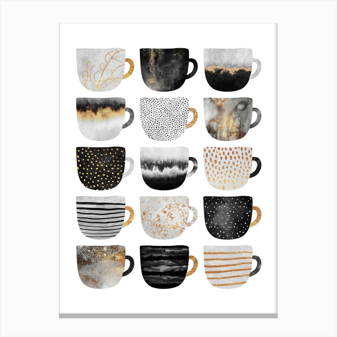 Pretty Coffee Cups Gold Canvas Print by Elisabeth Fredriksson - Fy