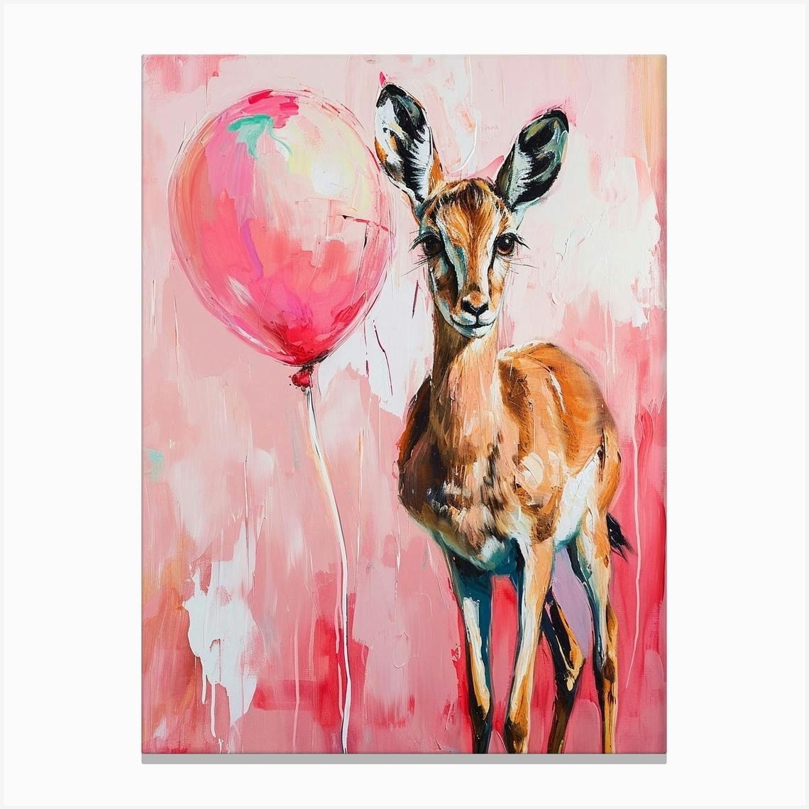 Balloon Flowers and Deer - Oil authentic on Canvas Painting