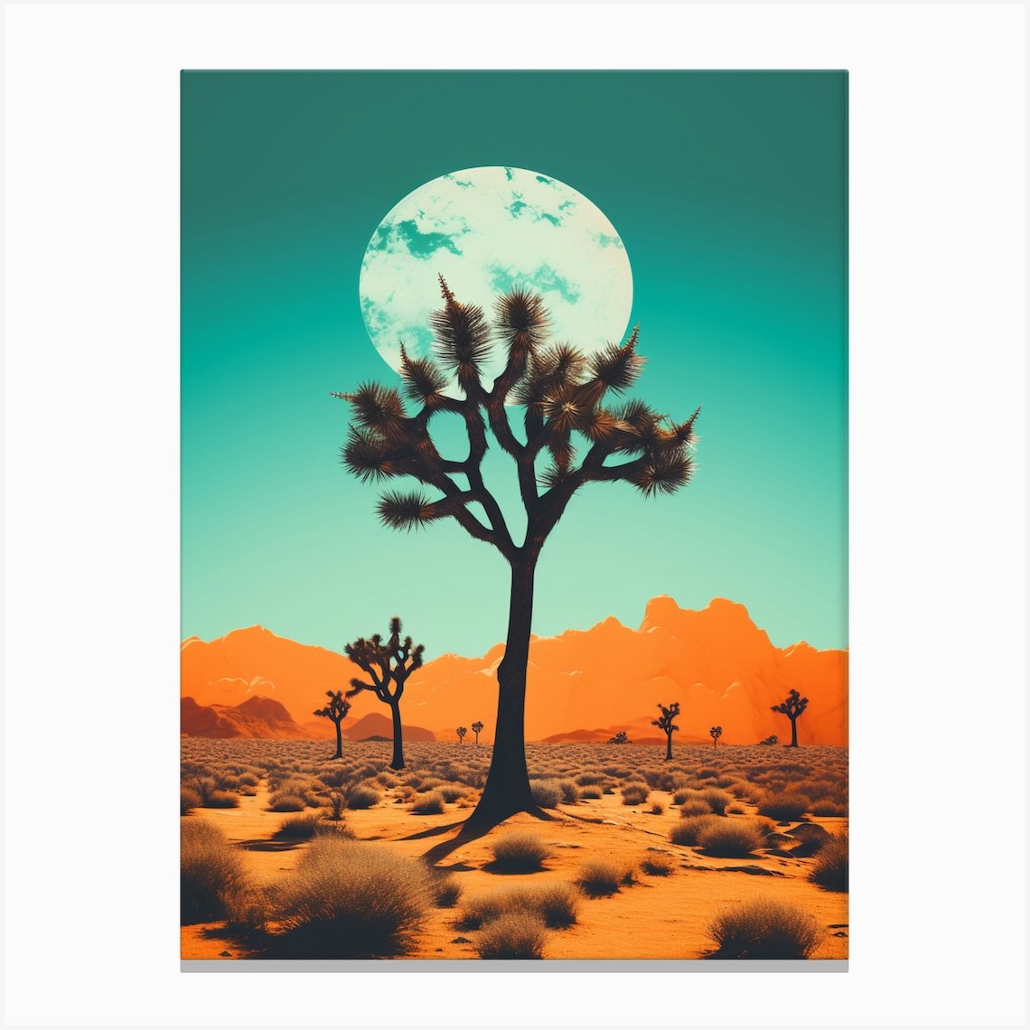 Joshua Tree In Desert In Gold And Black (1) Canvas Print by TreeTopia