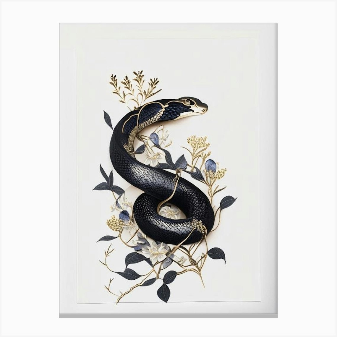 Indigo Snake Gold And Black Canvas Print by The Snake Pit - Fy