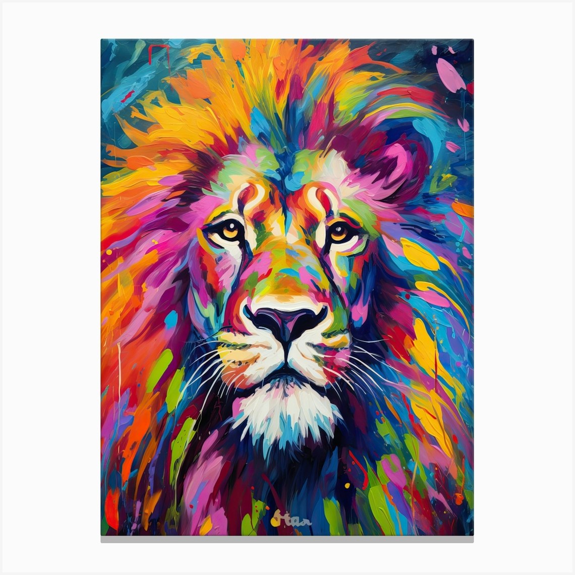 Lion Art Painting Expressionism Style 4 Canvas Print by Artful ...