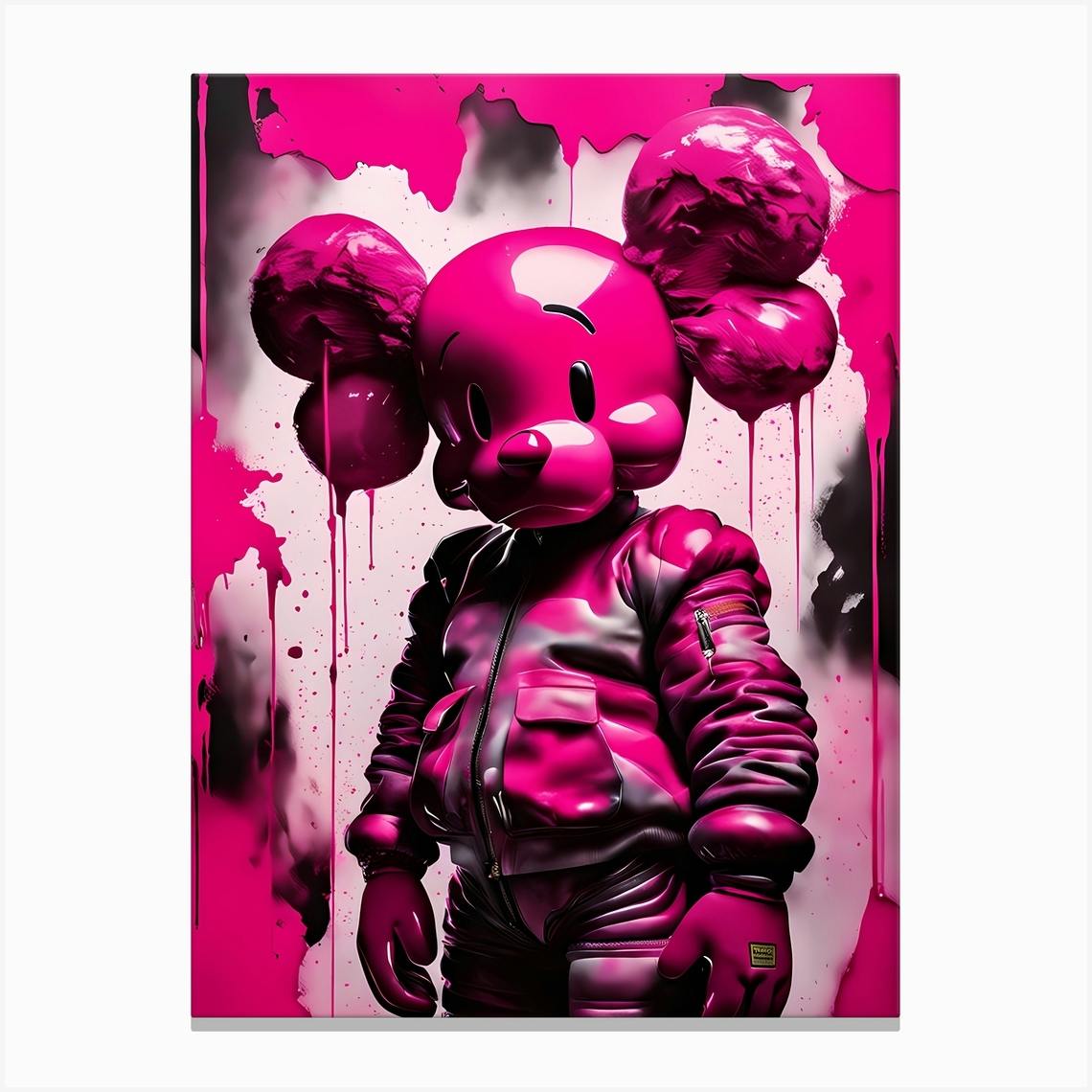 Hypebeast Pink Kaws Figure Painting 1 Canvas Print