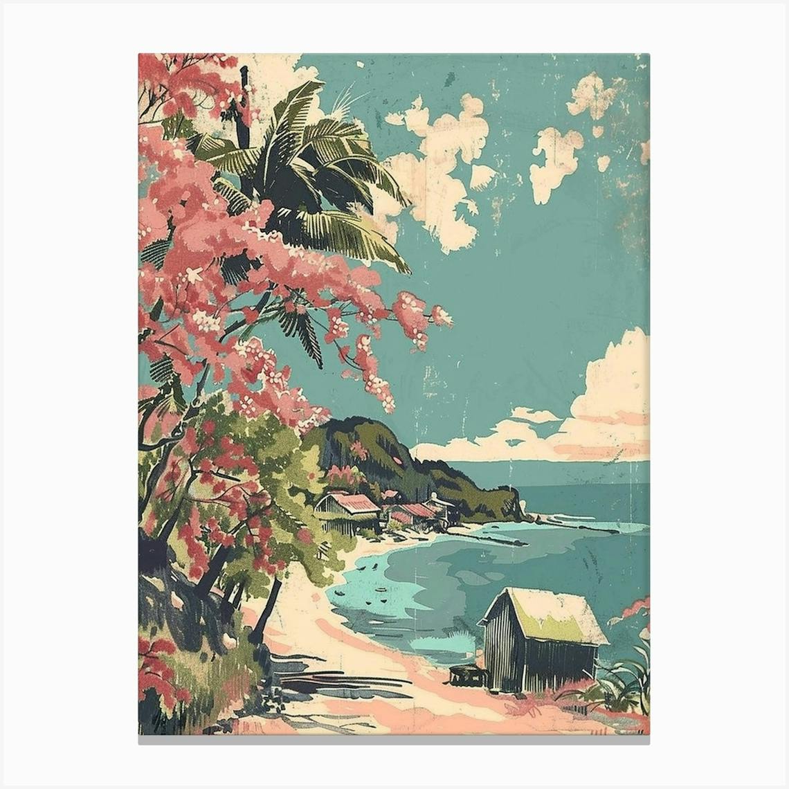 Okinawa Japan 3 Retro Illustration Art Print by Japan