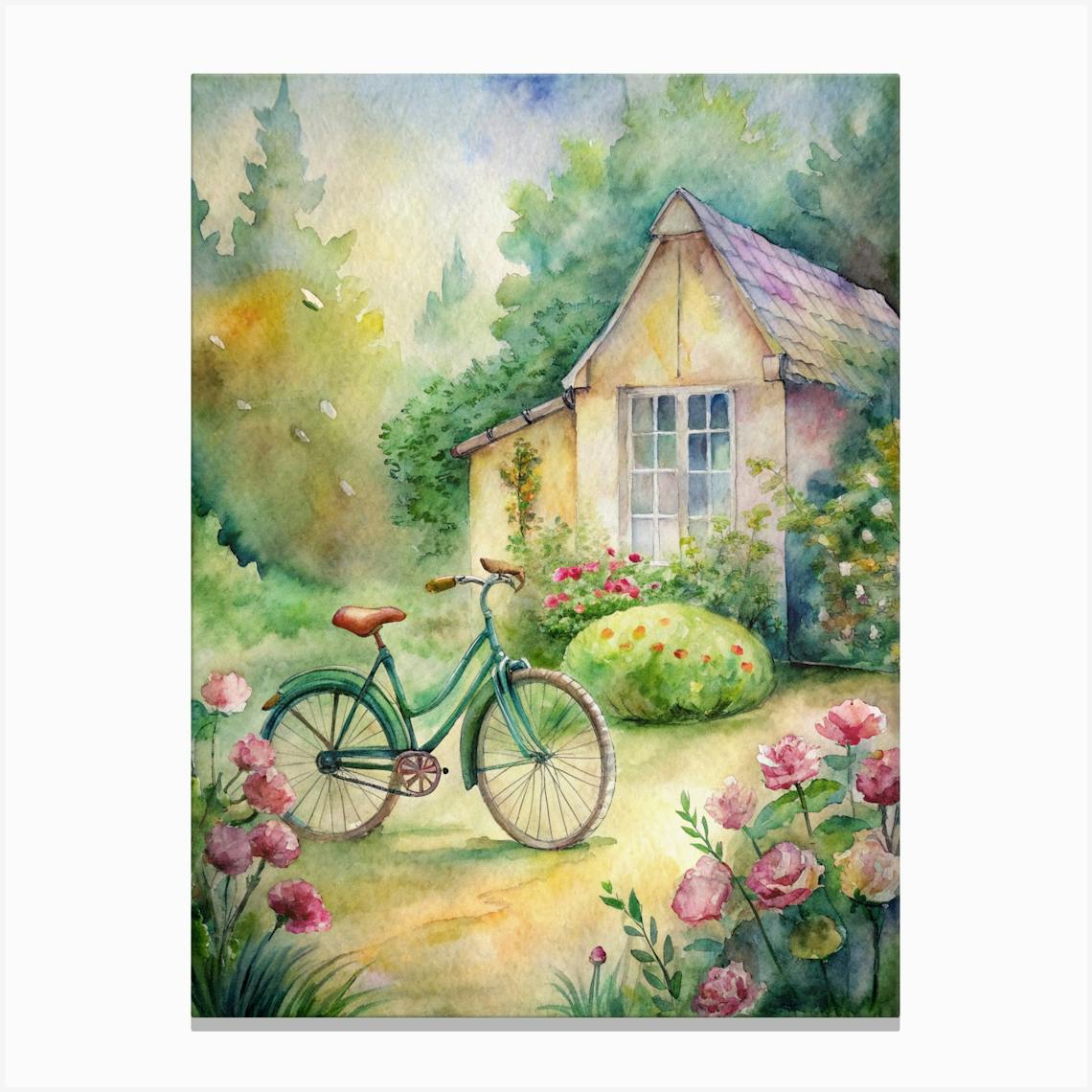 Bicycle watercolor painting hotsell