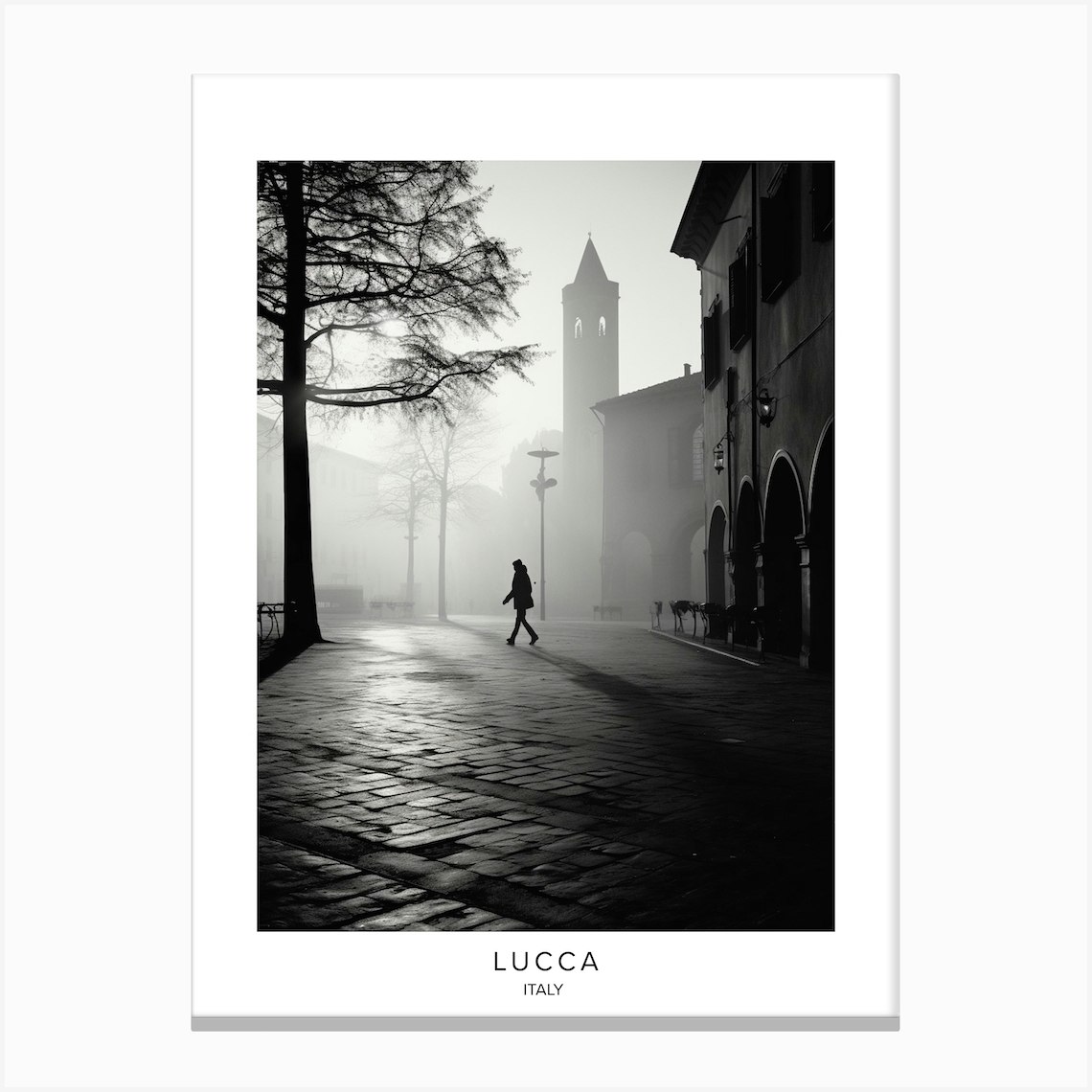 Poster Of Lucca Italy Black And White Analogue Photography 1 Canvas