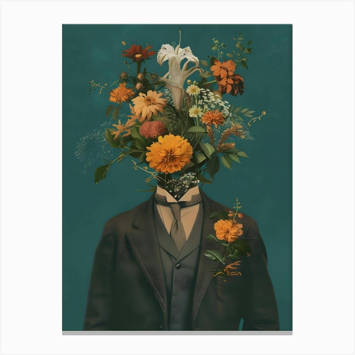 Man With Flowers On His Head Canvas Print by Artistry Aloft - Fy
