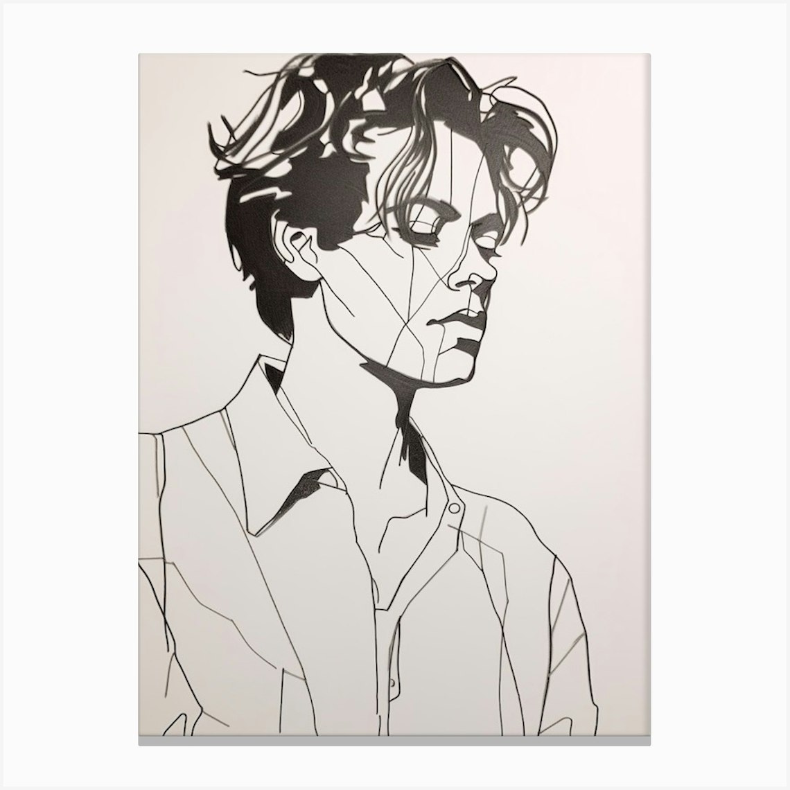 Harry Styles Line Drawing 2 Canvas Print by Print Cult - Fy