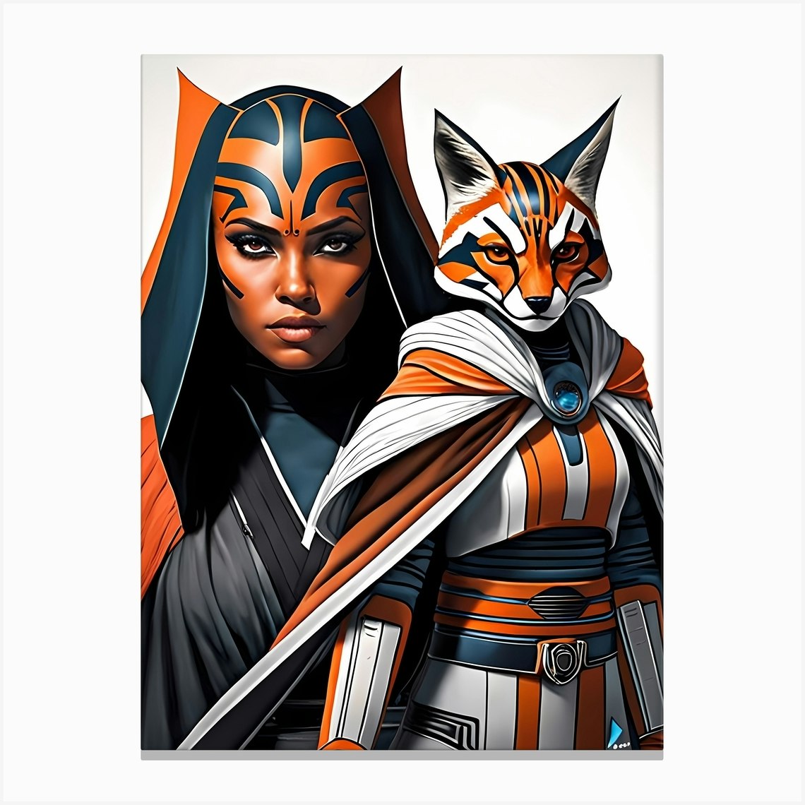 Ahsoka Tano Portrait Star Wars Painting (3) Canvas Print by 1xMerch - Fy