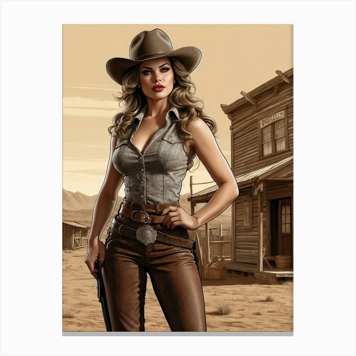 Wild Western Cowgirl Canvas Print by Killer Miller designs - Fy