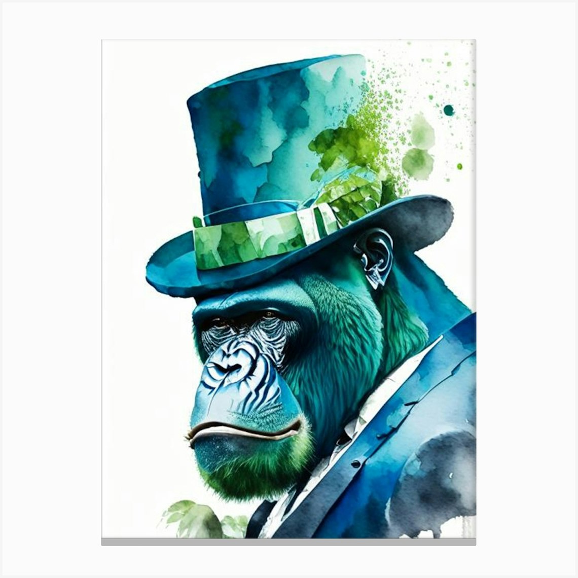 Gorilla In Top Hat Gorillas Mosaic Watercolour 1 Canvas Print by
