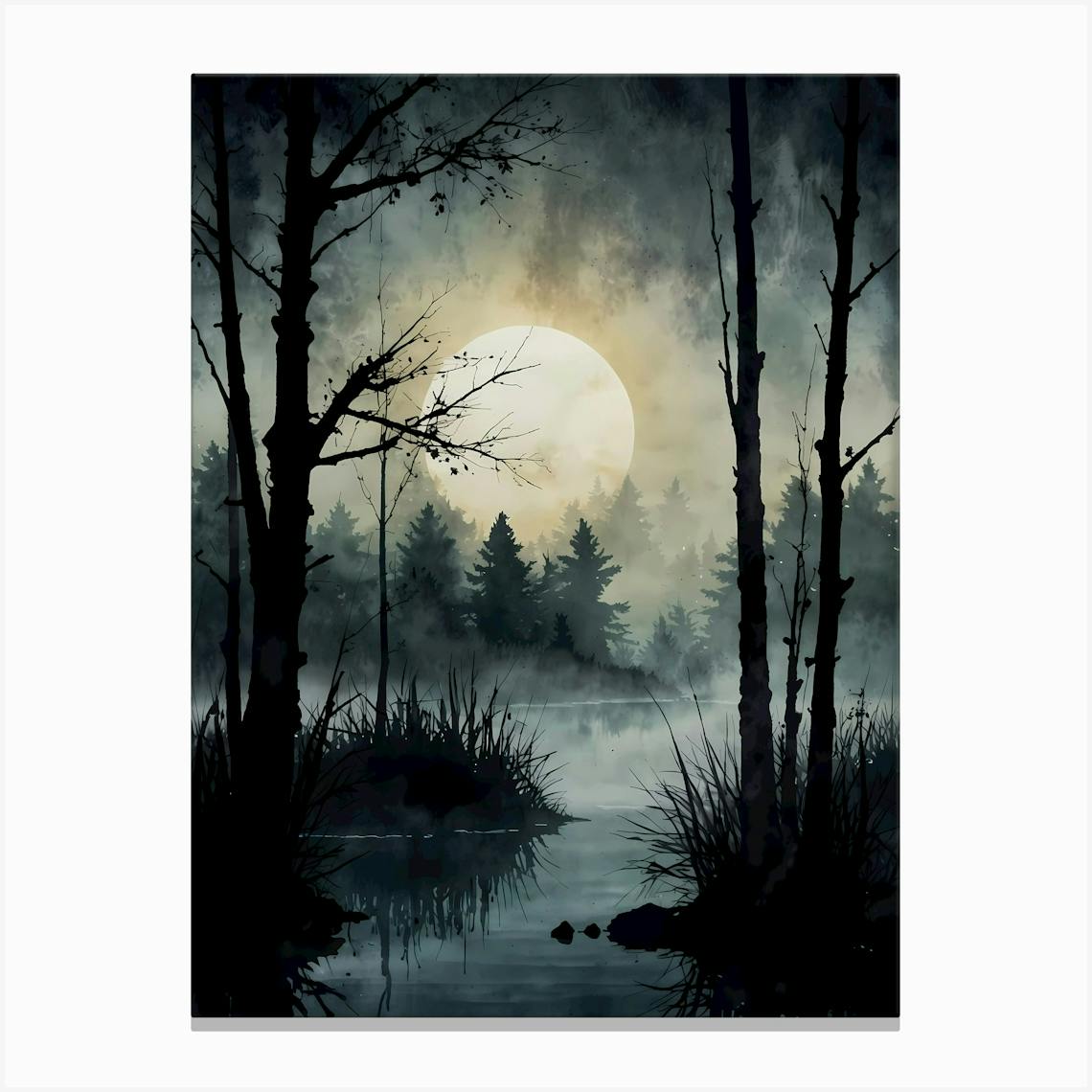 芸術写真 Nature Photograph Full Moon Art Print Designart Cloudy Full Moon Night With Stars Canvas Art Print