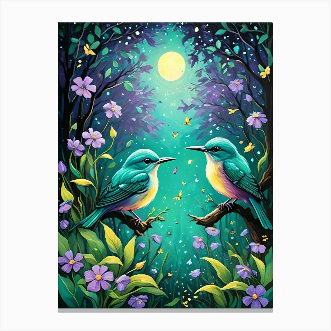 Birds In Twilight Canvas Print By Hey Birb Fy