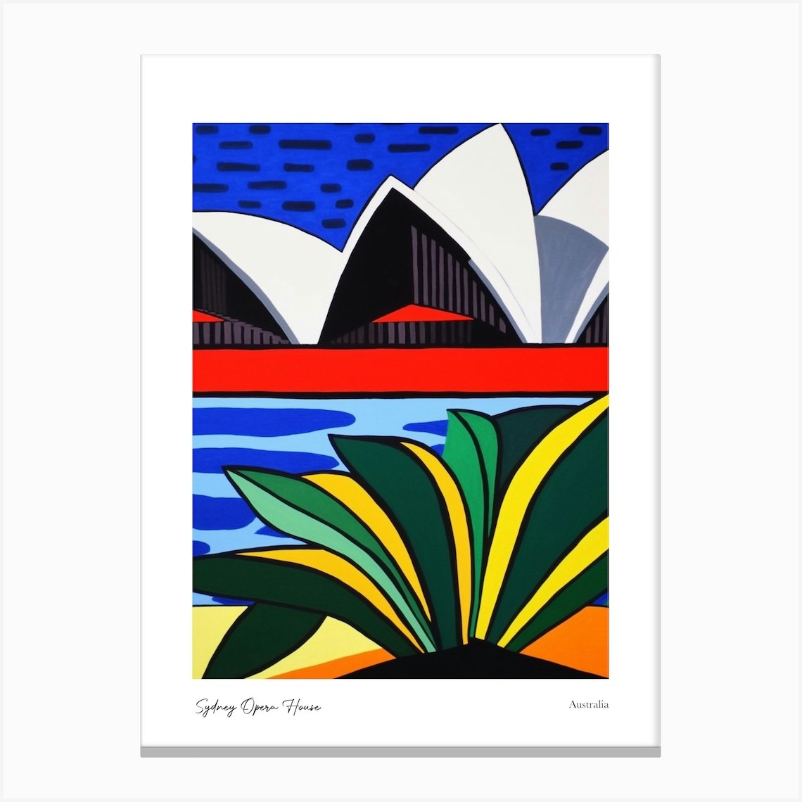 Sydney Opera House Australia Matisse Style 2 Watercolour Travel Poster