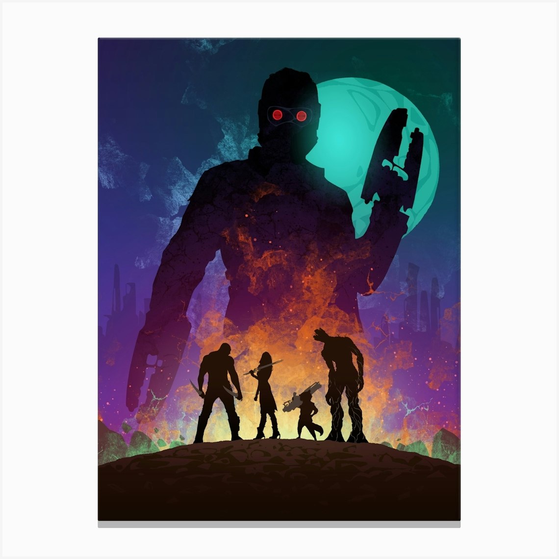 Guardians of The Galaxy silhouette Canvas Print by Nikita Abakumov - Fy