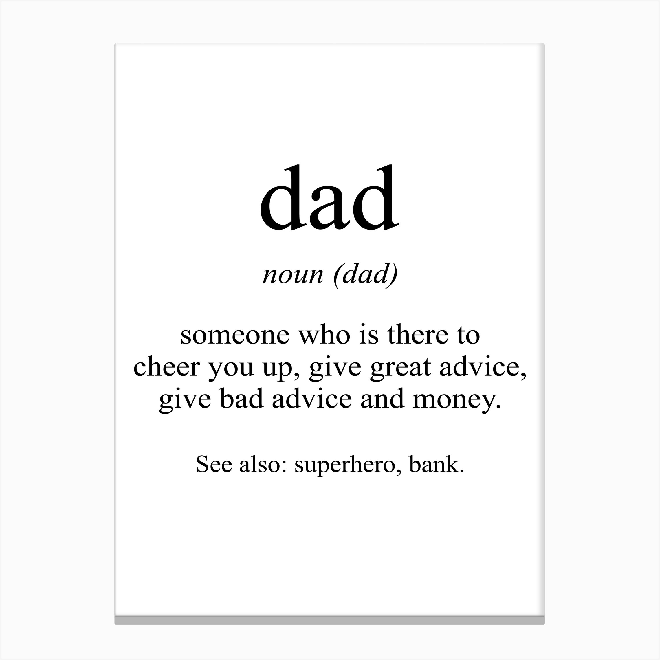 Dad Meaning Print Canvas Print by Pixy Paper Fy
