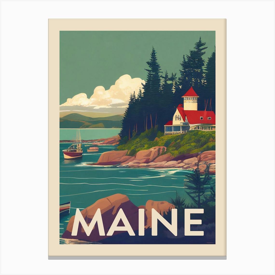 Maine Vintage Travel Poster Canvas Print by Travel Poster ...