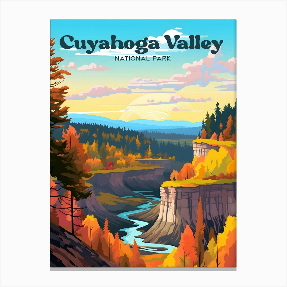 Cuyahoga Valley National Park Ohio Outdoors Travel Illustration Canvas ...