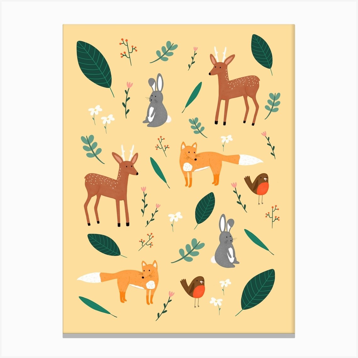 Woodland Animals Canvas Print by Niamh Illustrates Fy