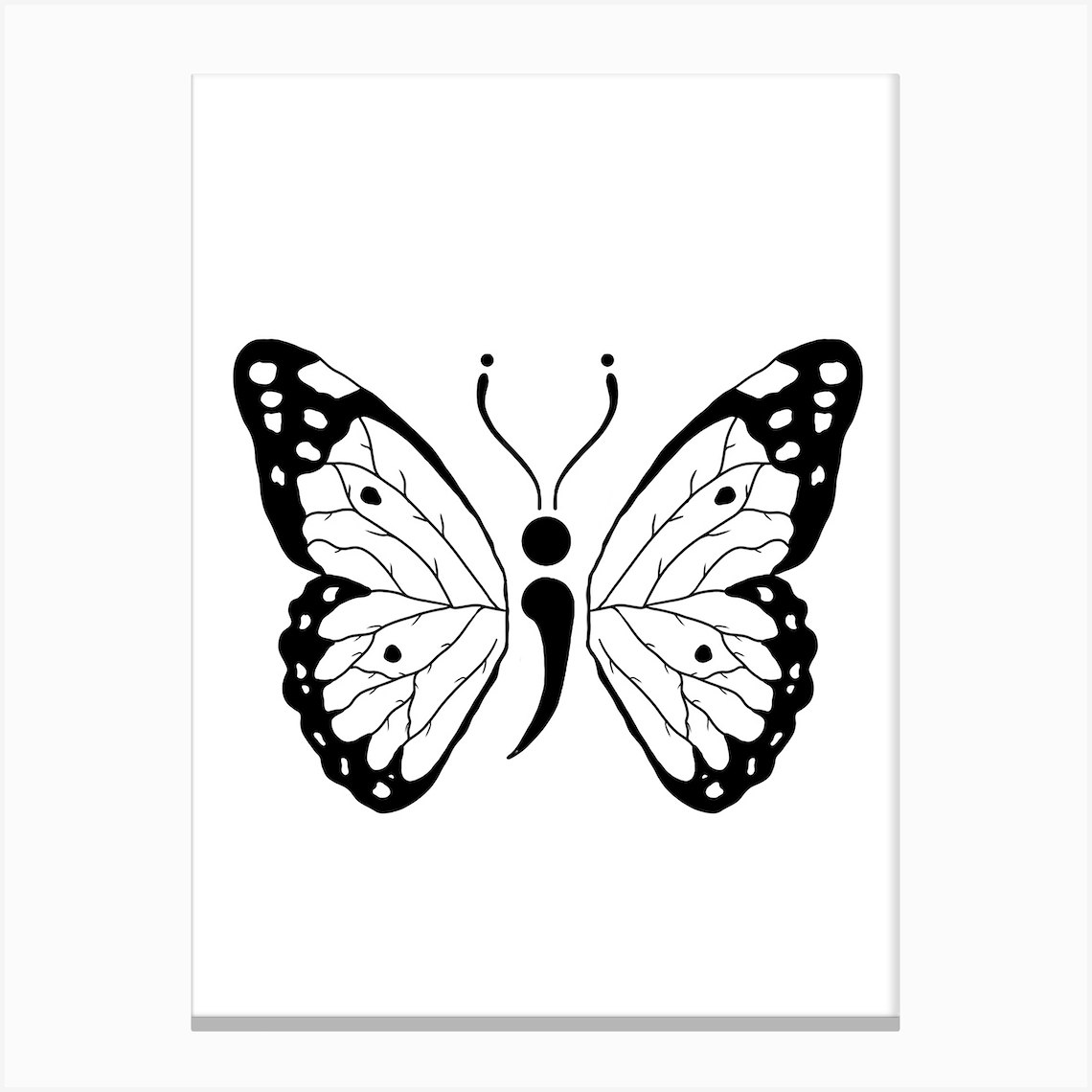 Butterfly Semicolon Canvas Print by JDuke Illustrations - Fy