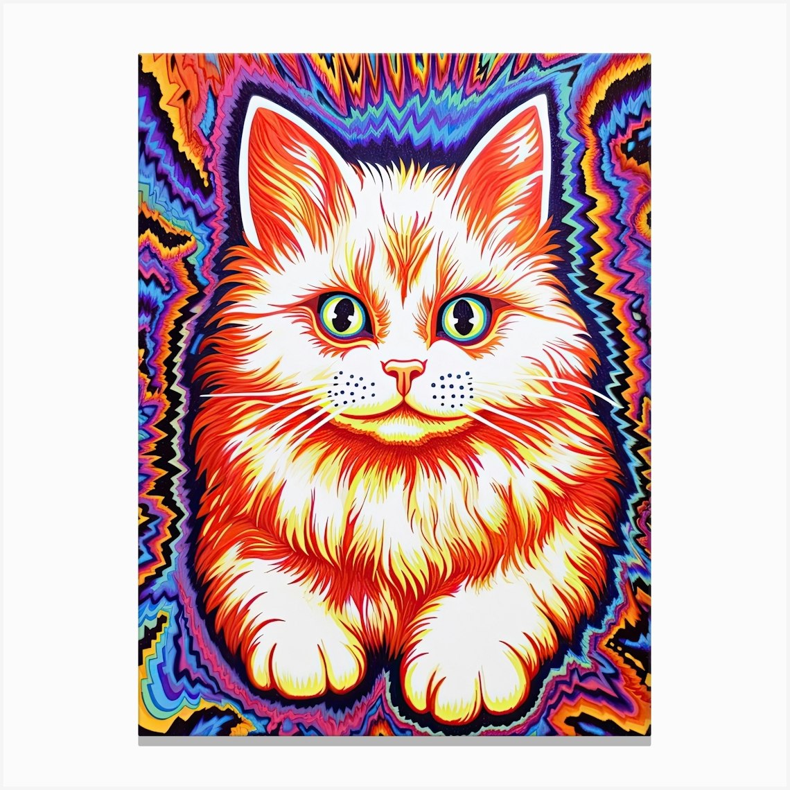 Louis Wain Kaleidoscope Psychedelic Cat 5 Canvas Print by ...